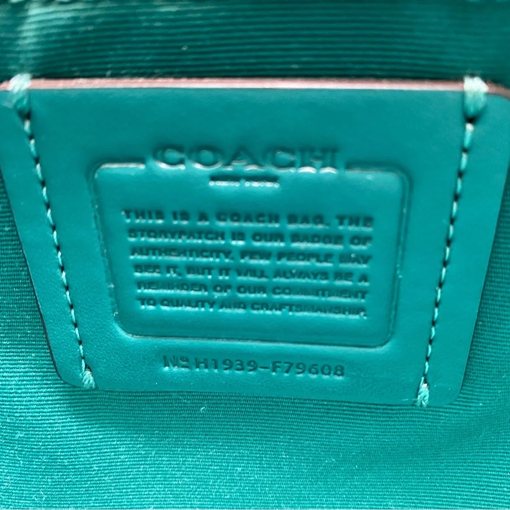 COACH Gallery City Teal Green Zip-Front Leather Tote w. Gold Hardware NEW- 79608